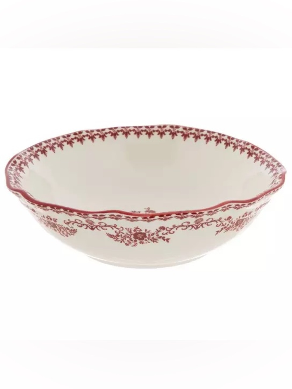 Red Floral Toile Ceramic Bowls